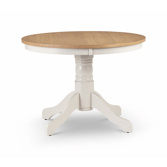Julian Bowen Davenport Round Pedestal Dining Table  in Ivory and Oak