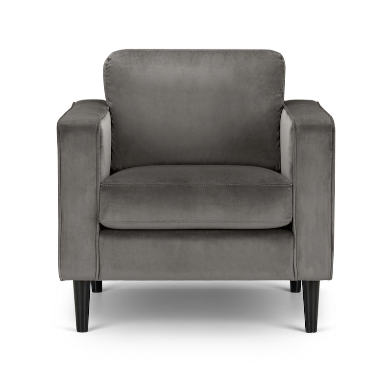 Julian Bowen Hayward Velvet Armchair in Grey  Velvet