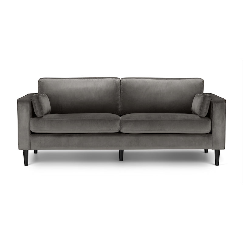 Julian Bowen Hayward Velvet Grand 3 Seater Sofa in Grey  Velvet