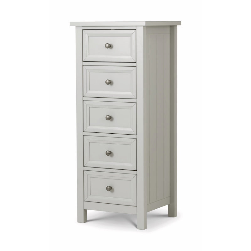 Julian Bowen Maine 5 Drawer Tall Chest in Dove Grey