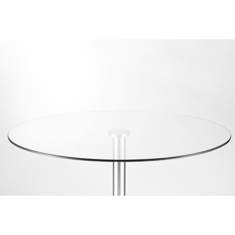 Julian Bowen Milan Round Pedestal Dining Table in Glass and Chrome