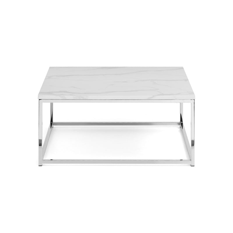 Julian Bowen Scala Marble Top Coffee Table in White Marble and Chrome
