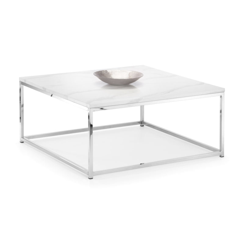 Julian Bowen Scala Marble Top Coffee Table in White Marble and Chrome
