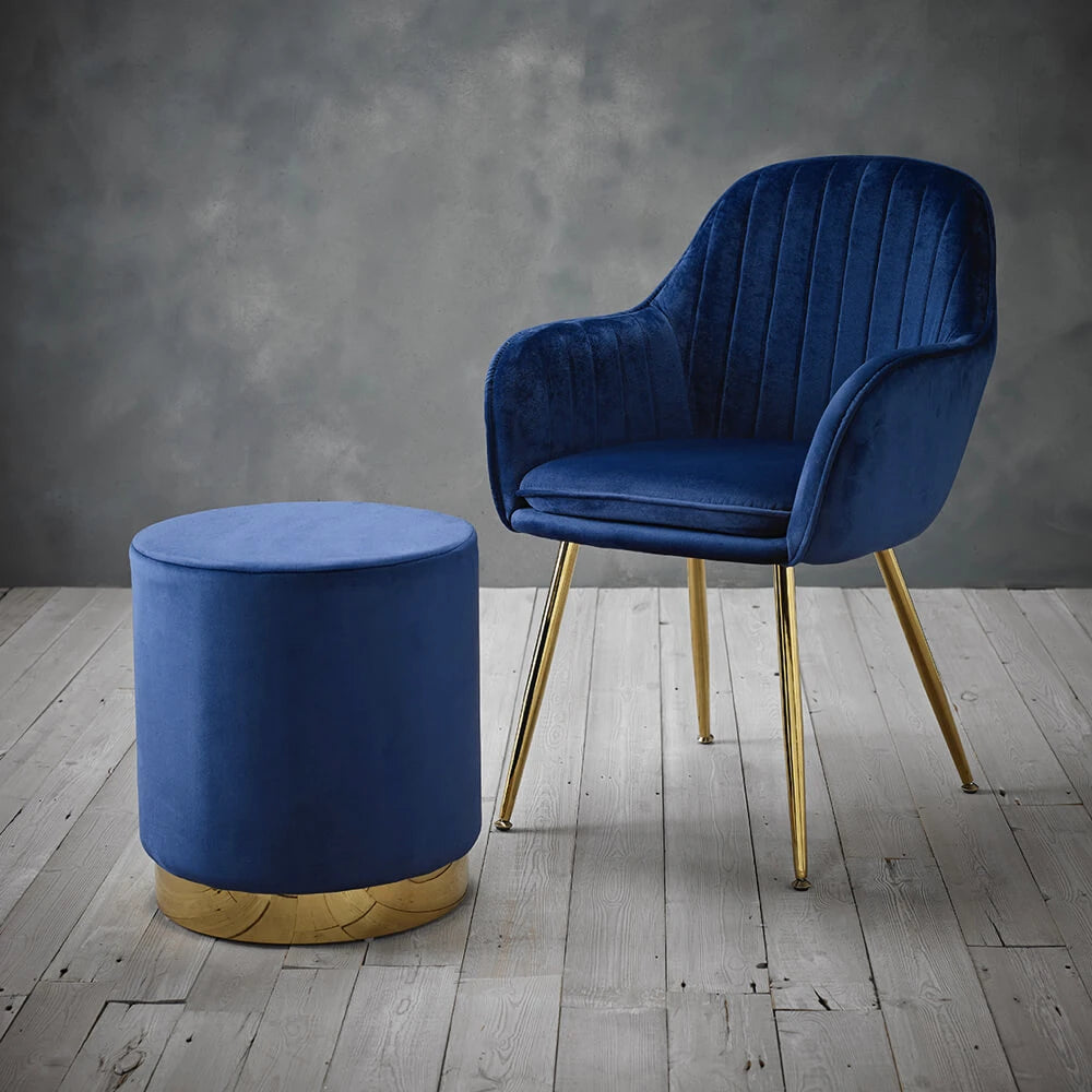 LPD Furniture Lara Pouffe Velvet (Pack of 1), Royal Blue