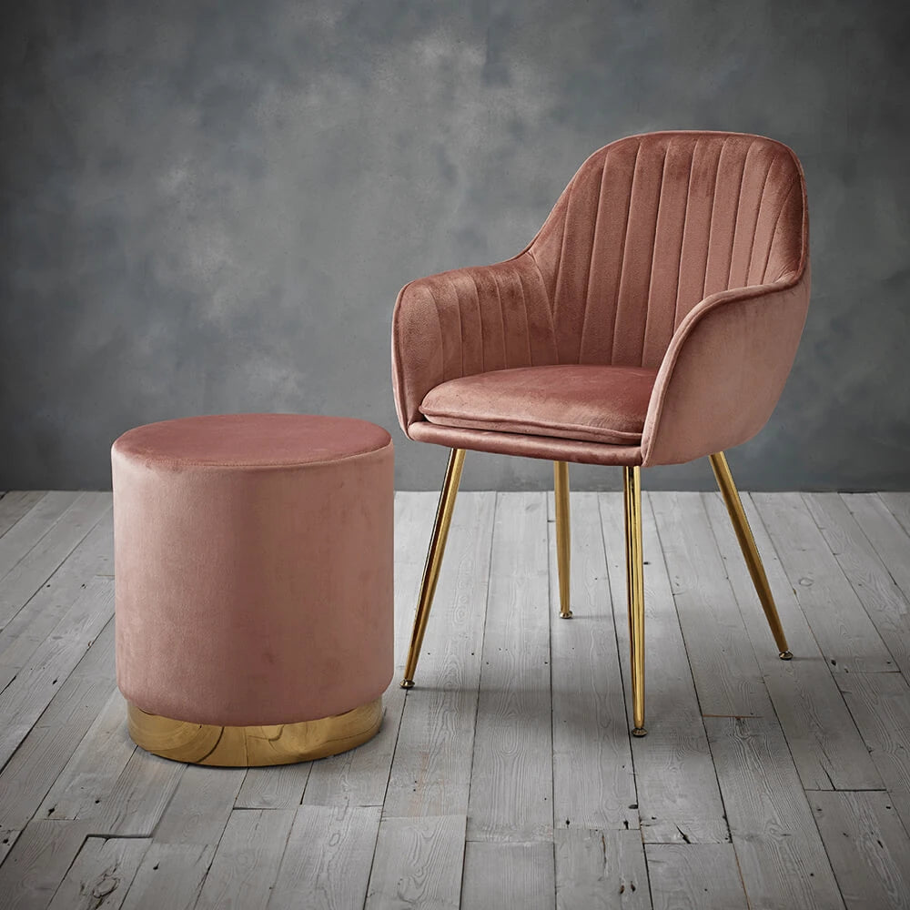 LPD Furniture Lara Pouffe Velvet (Pack of 1), Pink