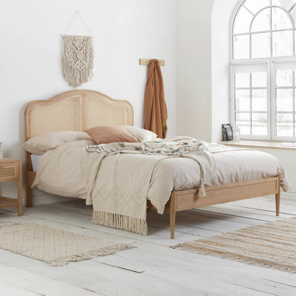 Birlea Leonie Rattan 4ft 6in Double Wooden Bed Frame, Brown