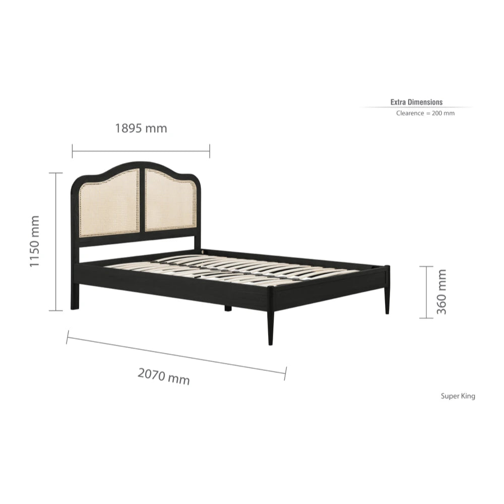 Birlea Leonie Rattan 6ft Super King Bed Frame, Black