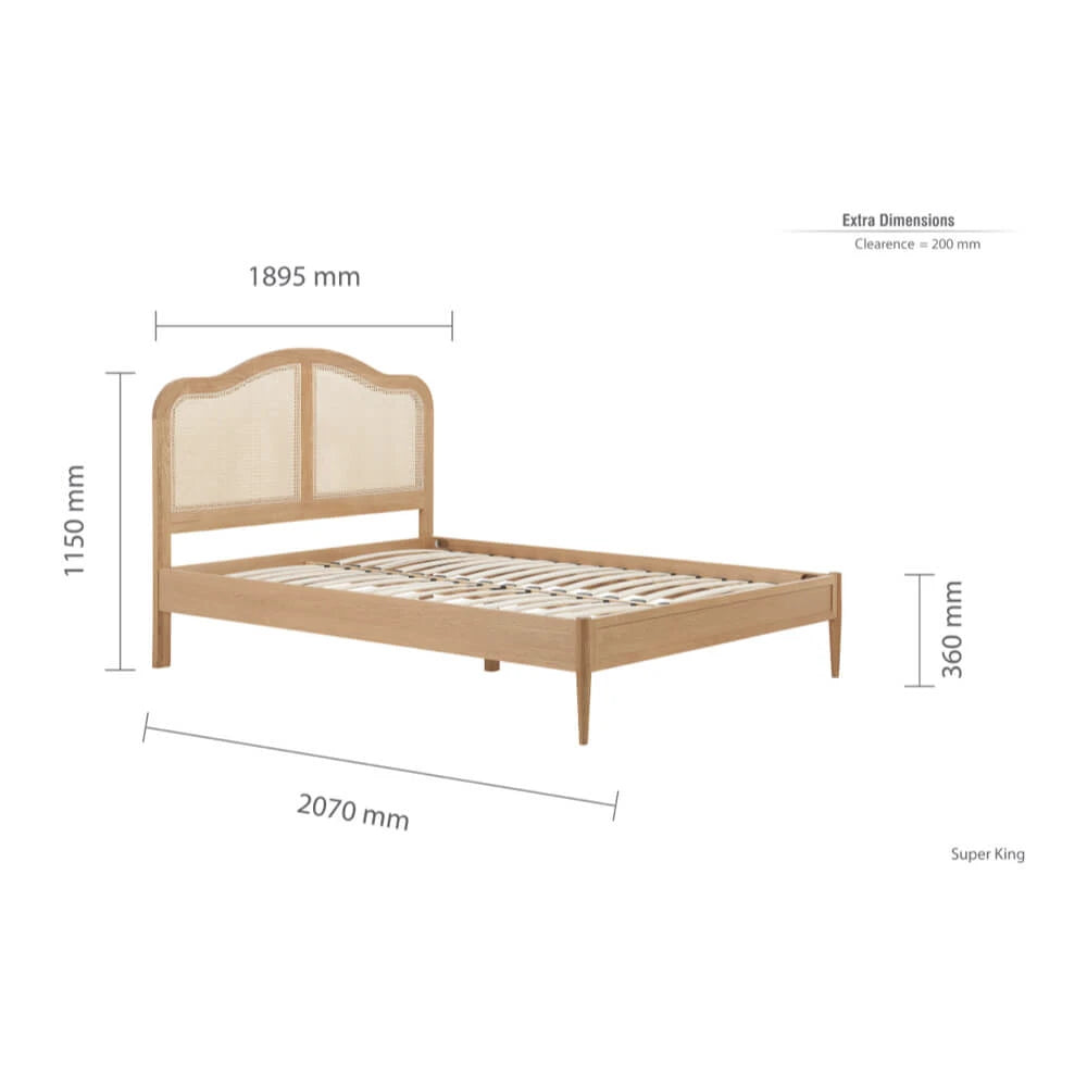 Birlea Leonie Rattan 6ft Superking Wooden Bed Frame, Brown