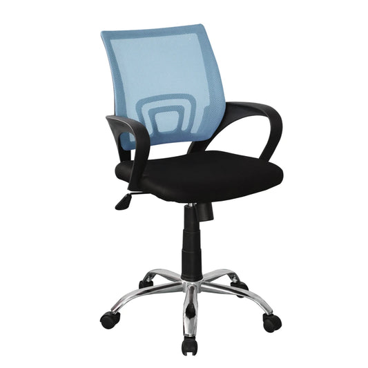 Core Products Loft Home Office Study Chair In Blue Mesh Back, Black Fabric Seat & Chrome Base