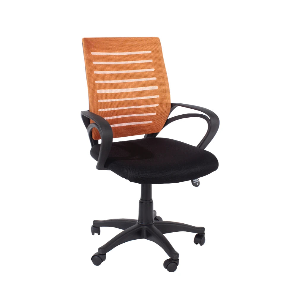 Core Products Loft Home Office Study Chair With Arms, Orange Mesh Back, Black Fabric Seat & Black Base