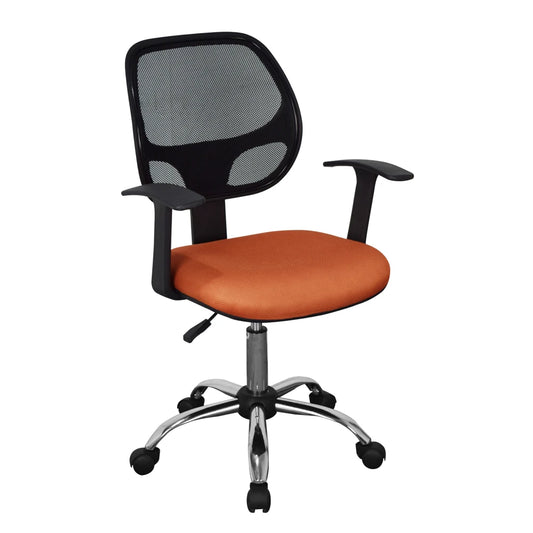 Core Products Loft Home Office Home Office Chair In Black Mesh Back, Orange Fabric Seat With Chrome Base
