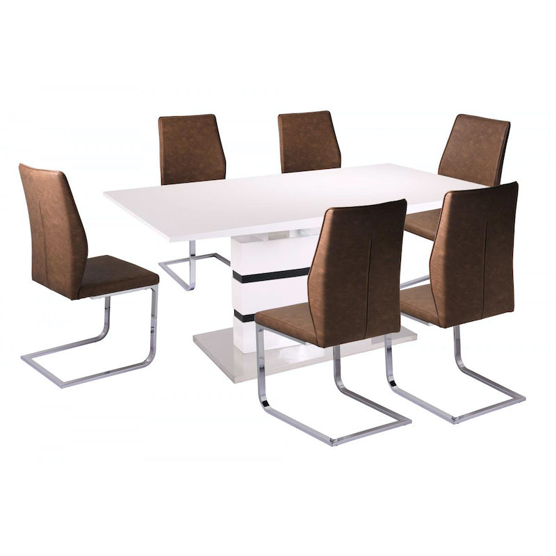 Heartlands Furniture Leona High Gloss Ext Dining Table White & Black