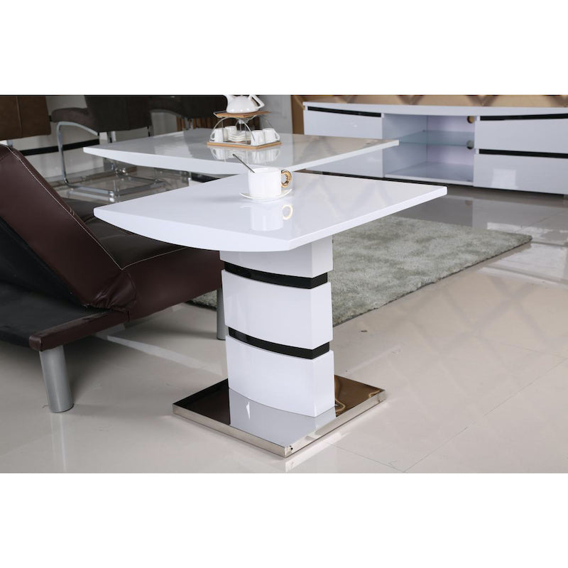 Heartlands Furniture Leona High Gloss Lamp Table White & Black