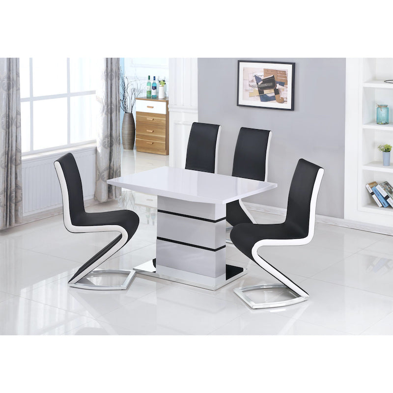 Heartlands Furniture Leona Small High Gloss Dining Table White & Black