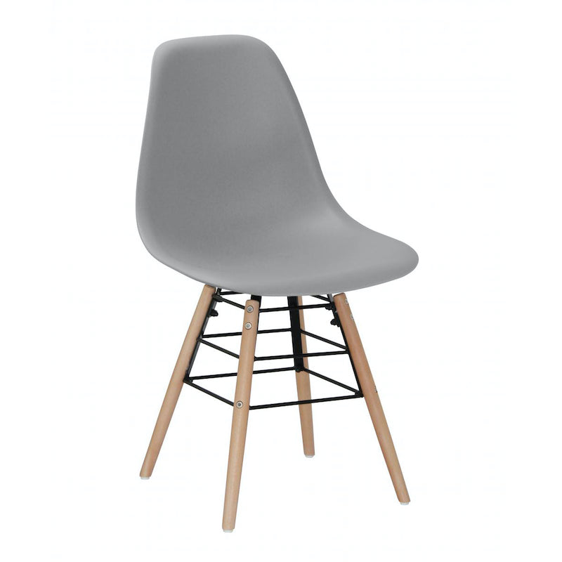 Heartlands Furniture Lilly Plastic Chairs with Solid Beech Legs Light Grey (Pack of 4)