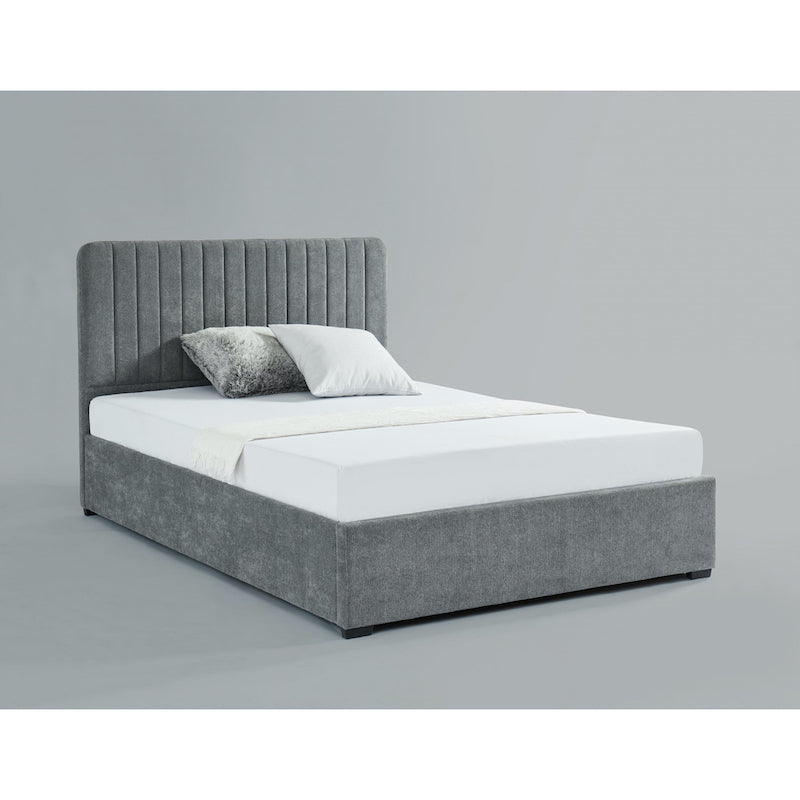 Heartlands Furniture Livingstone Storage Fabric King Size Bed Grey