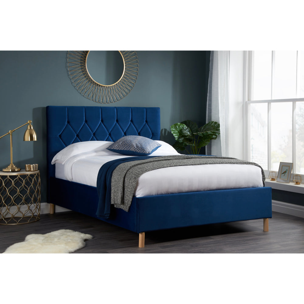 Birlea Loxley 4ft 6in Double Fabric Bed Frame, Blue