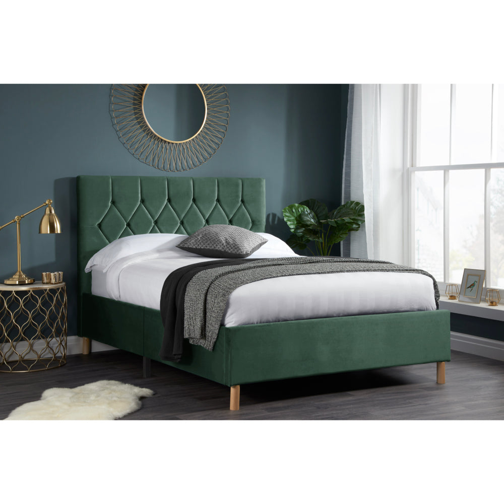 Birlea Loxley 4ft 6in Double Fabric Bed Frame, Green
