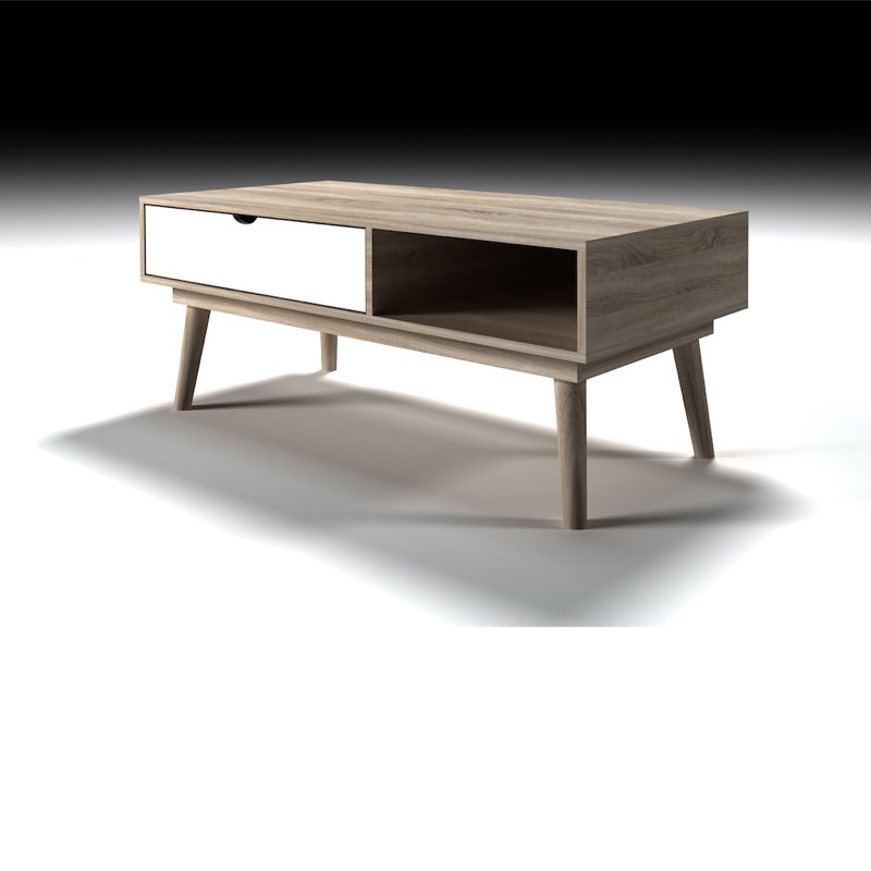 LPD Furniture Scandi Oak Coffee Table White Drawer