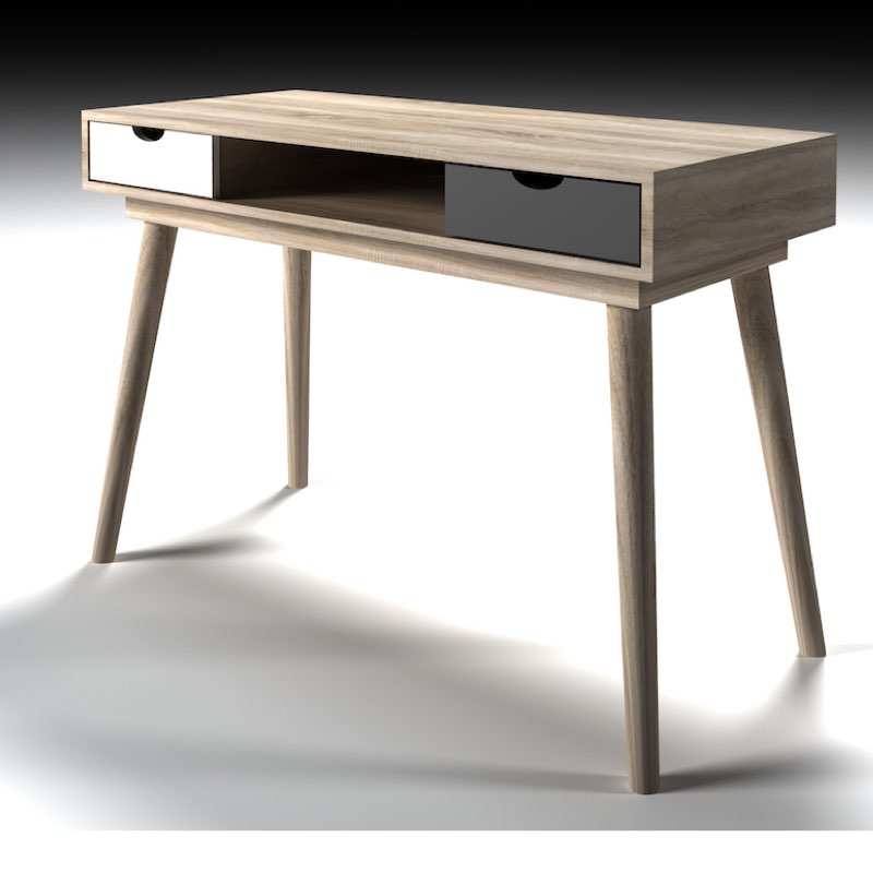 LPD Furniture Scandi Oak Desk 1 Grey 1 White Drawer