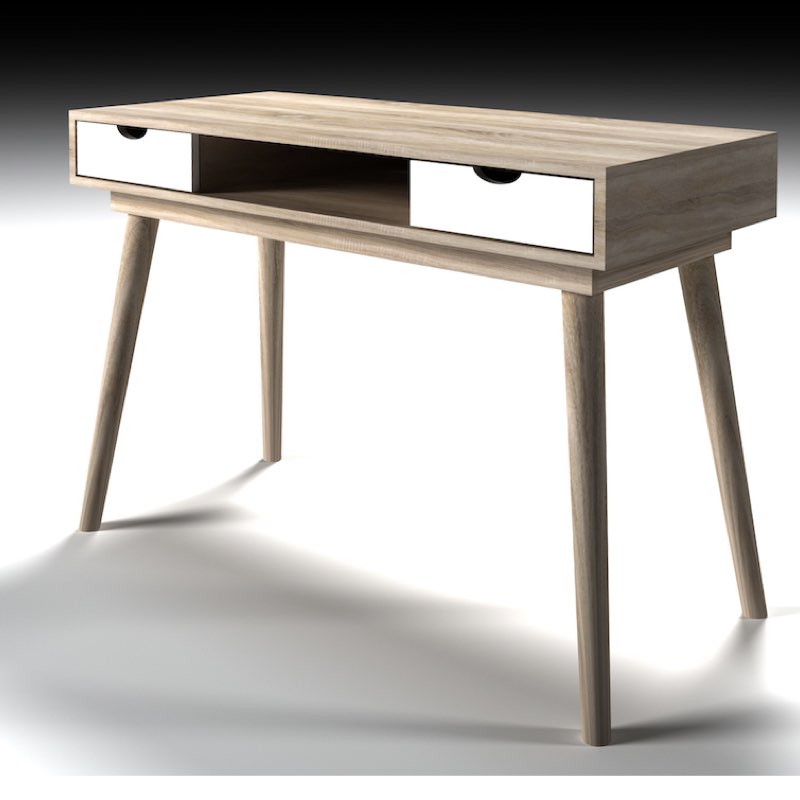 LPD Furniture Scandi Oak Desk White Drawers