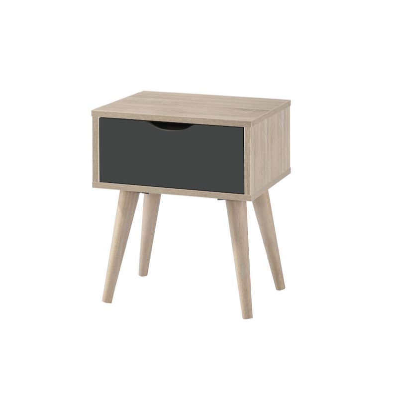 LPD Furniture Scandi Oak End Table Grey Drawer White Sides