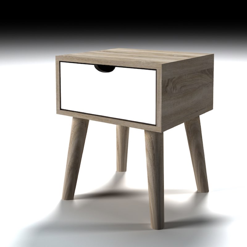LPD Furniture Scandi Oak End Table White Drawer