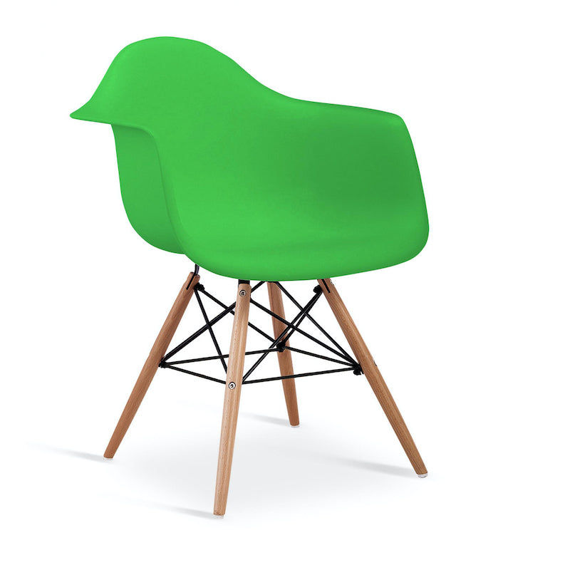 Heartlands Furniture Ludstone Plastic Chairs with Solid Beech Legs Green (Pack of 4)