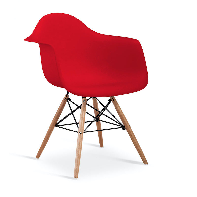 Heartlands Furniture Ludstone Plastic Chairs with Solid Beech Legs Red (Pack of 4)