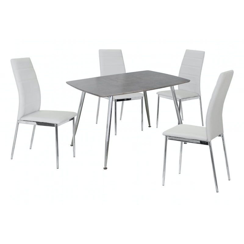 Heartlands Furniture Lynx Dining Table Stone Effect & Chrome