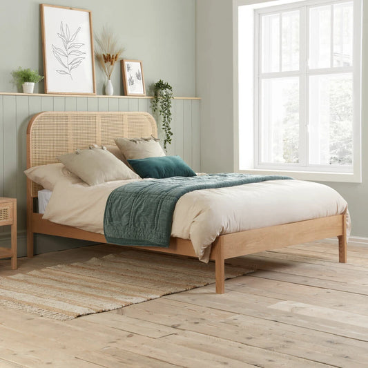 Birlea Margot Rattan 4ft 6in Double Wooden Bed Frame, Brown