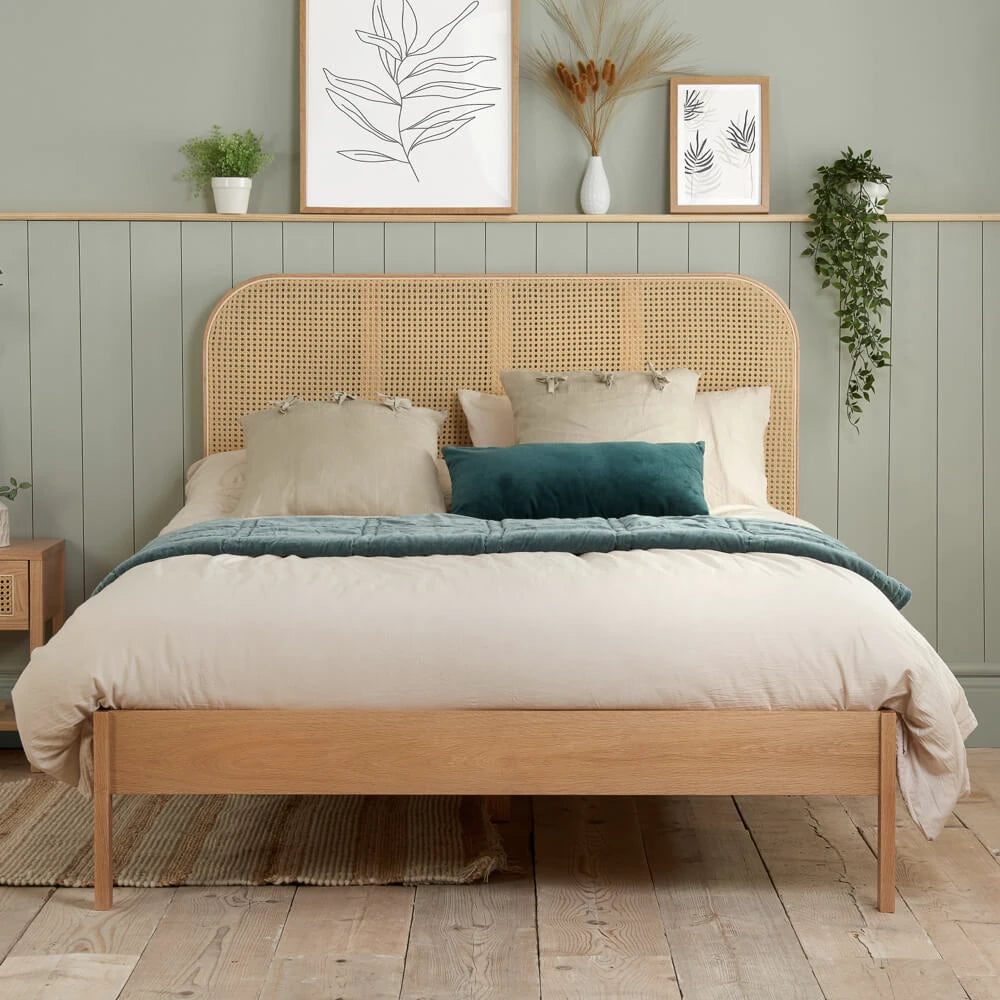 Birlea Margot Rattan 4ft 6in Double Wooden Bed Frame, Brown