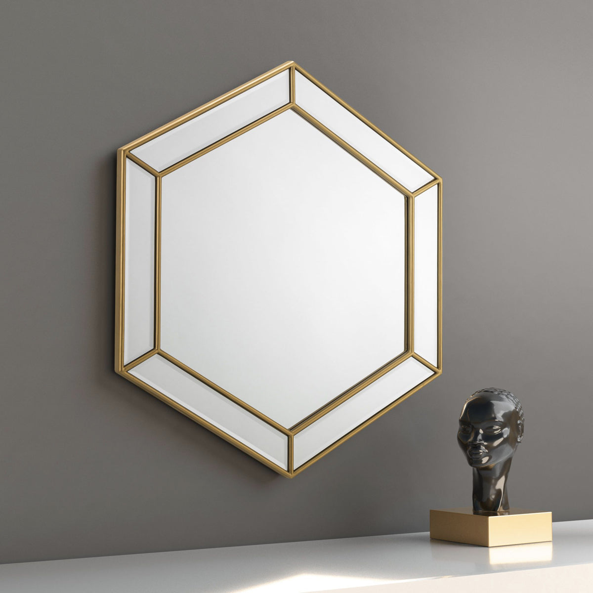 Julian Bowen, Melody Hexagonal Wall Mirror, Gold
