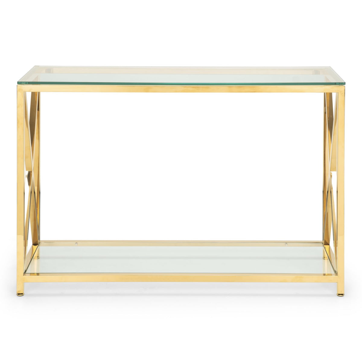 Julian Bowen, Miami Console Table, Glass & Gold