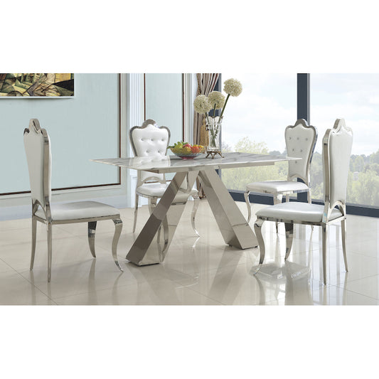 Heartlands Furniture Madagascar PU Dining Chair Stainless Steel & PU (Pack of 2)