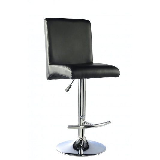 Heartlands Furniture Manor Bar Stool PU Chrome & Black (Sold in Pairs)