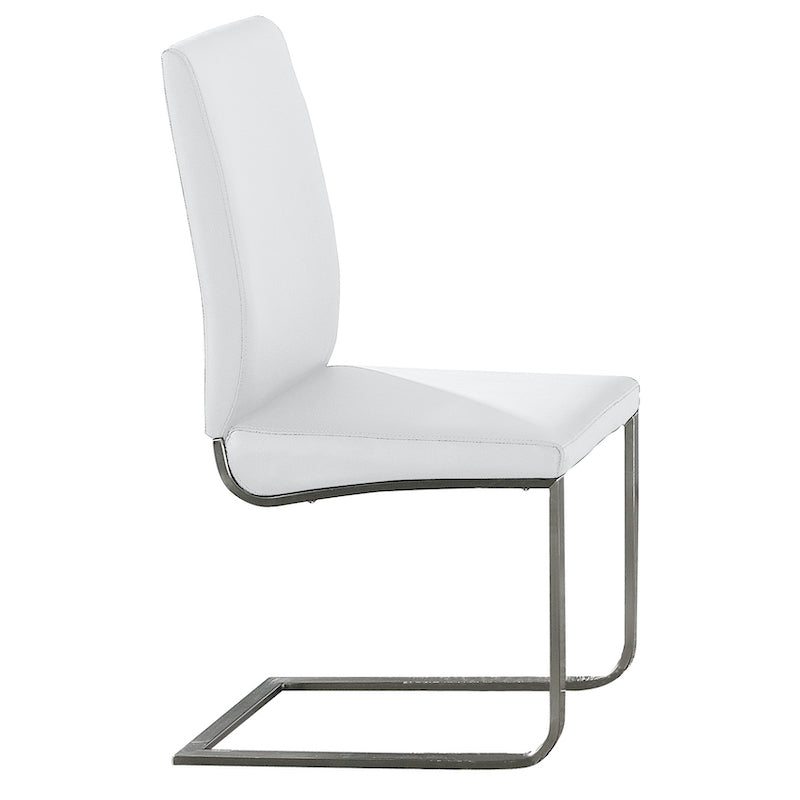Heartlands Furniture Maxwell PU Chairs Stainless Steel & White