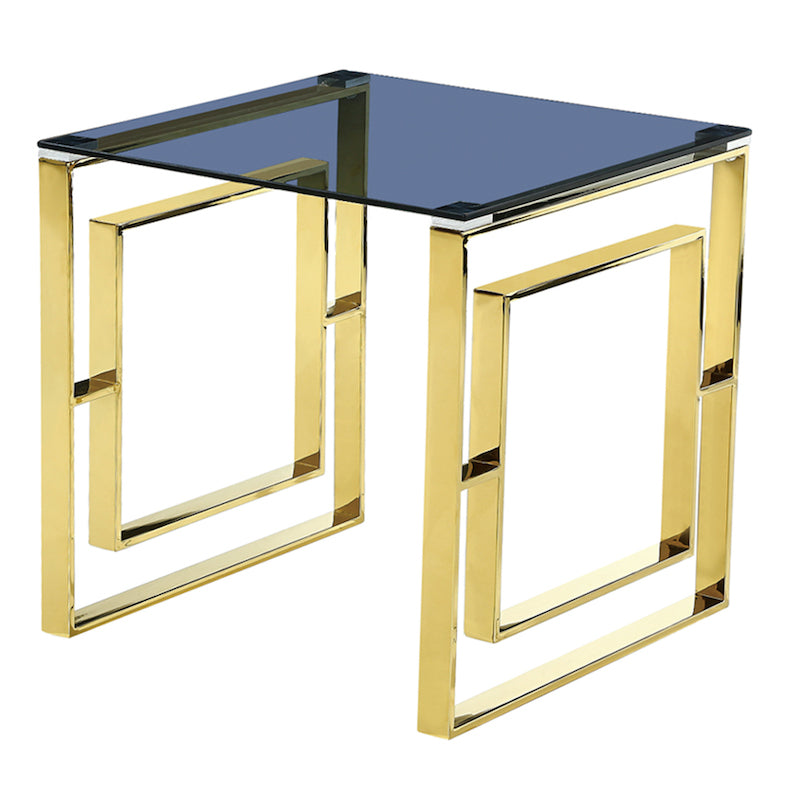 Heartlands Furniture Memphis Gold Grey Glass Lamp Table