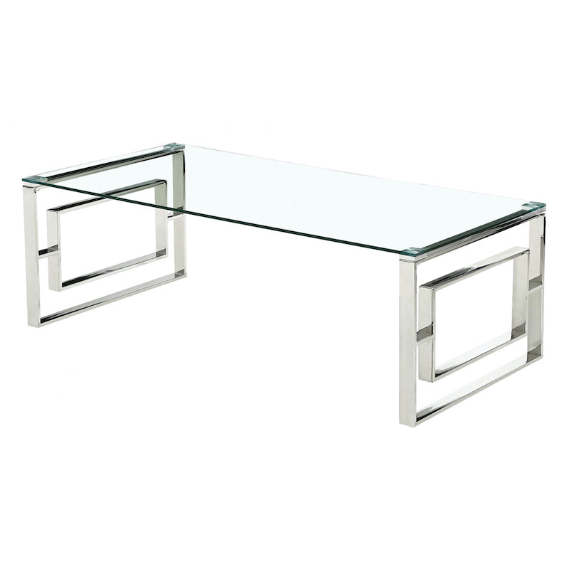 Heartlands Furniture Memphis Silver Clear Glass Coffee Table