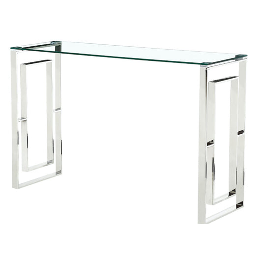 Heartlands Furniture Memphis Silver Clear Glass Console Table
