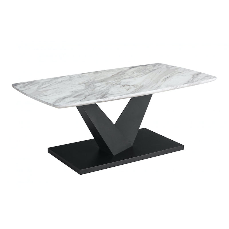 Heartlands Furniture Milo Marble Effect Coffee Table with Black Metal Base