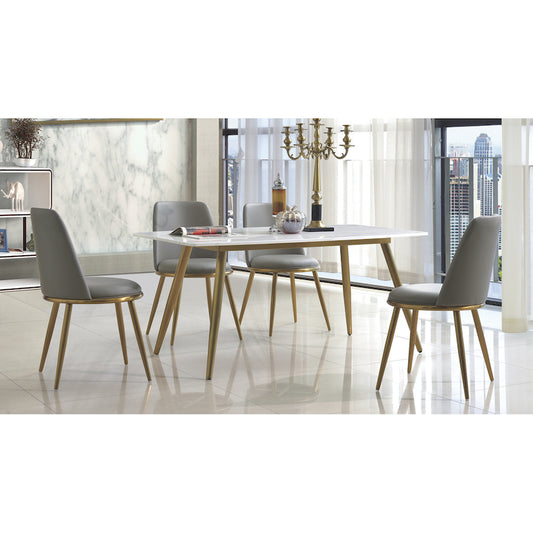 Heartlands Furniture Namibia Fabric Dining Chair Stainless Steel Gold & Grey (Pack of 2)