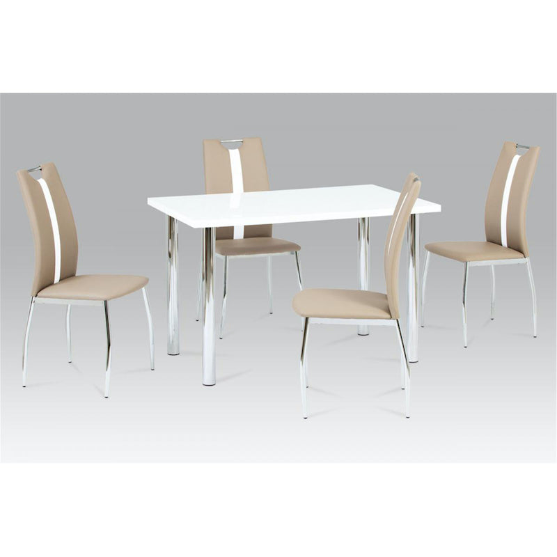 Heartlands Furniture Naomi PU Chairs Chrome & Brown with white Stripe (pair)