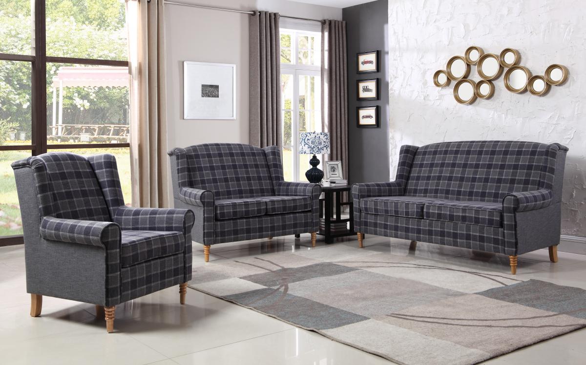 Heartlands Furniture Nepal Fabric 3 Seater Sofa Grey Chequer