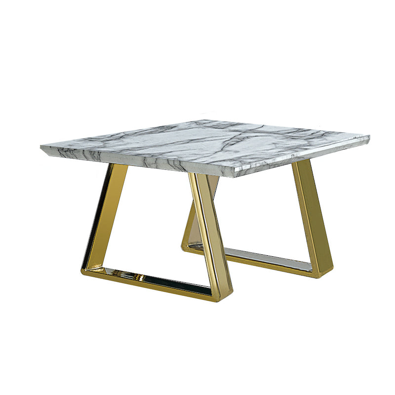 Heartlands Furniture Newchapel Marble Effect Lamp Table with Gold Legs