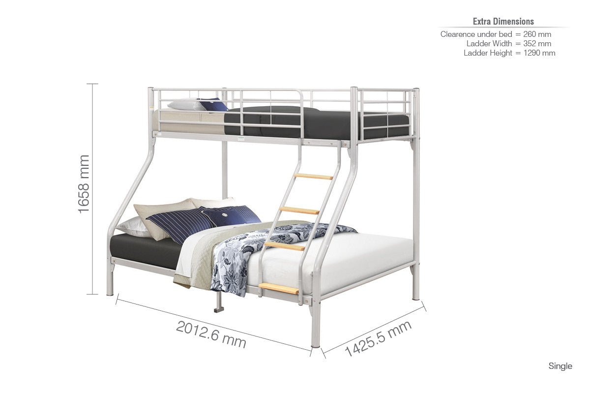 Birlea Nexus Bunk Bed Frame, Silver