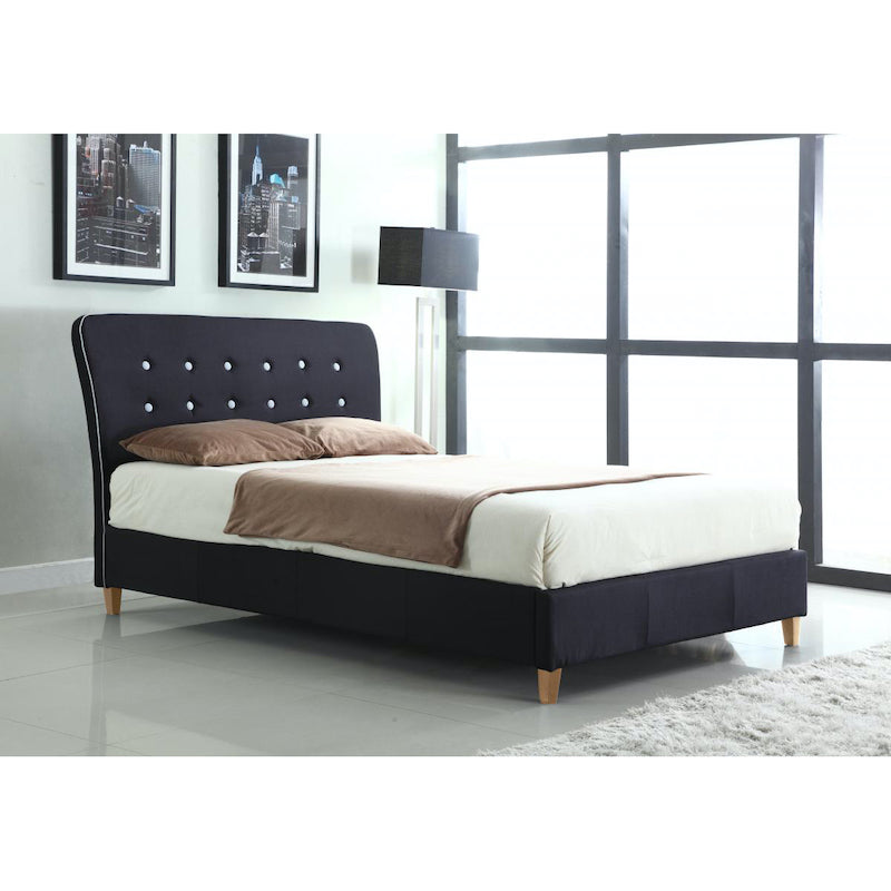 Heartlands Furniture Nina Linen Double Bed Black with White Piping