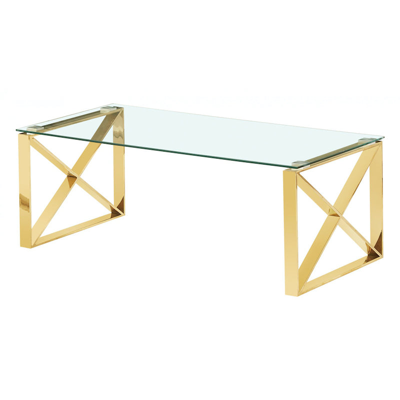 Heartlands Furniture Ningbo Gold Black Glass Coffee Table