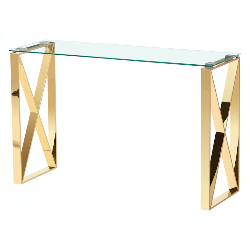 Heartlands Furniture Ningbo Gold Black Glass Console Table