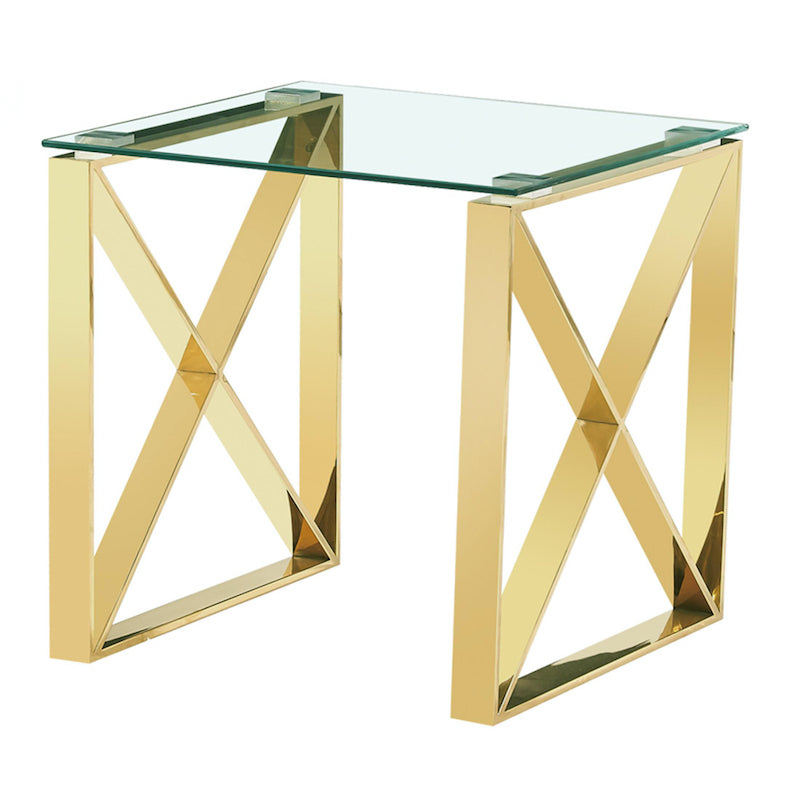 Heartlands Furniture Ningbo Gold Black Glass Lamp Table
